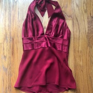 BCBG 100% Silk, Red Top